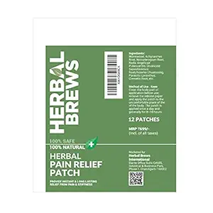 Herbal Brews - Pain Relief Patches - 12 Knee Pain Patches (Specially Designed for Knee Joints) | 100% Safe & Natural Knee Pain Relief Products | INSTANT RELIEF | NO SIDE EFFECTS