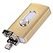 Price comparison product image 3 in 1 OTG External Pen Drives USB Flash Drive for iPhone i-Flash Memory Stick for iphone 8/7/6/6S/5/ipad Samsung Phones (32GB, Pink)