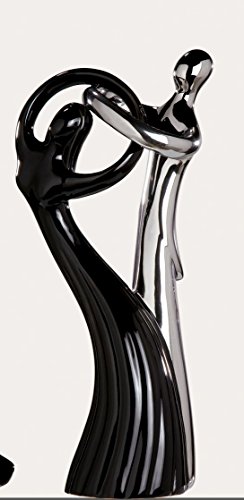 Gilde Skulptur Paar Circle Tanz Zusammenhalt Platin Schwarz ca 28 cm Nr 30571