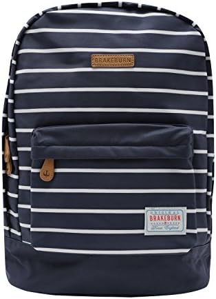 Brakeburn Classic Breton Stripe Zip Fastening Front Pouch Canvas Rucksack Backpack Navy One Size