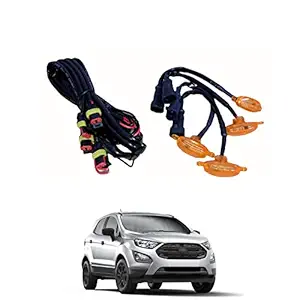 PRIKNIK LED Grille Lights Amber Yellow Grill Led with Fuse Adapter Wiring Harness Kit (4PCS, Amber Shell with Amber Light) Compatible with Ecosport