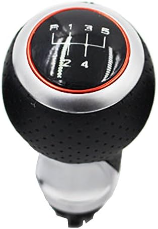 Gear Stick Knob 5 Speed R12345 Manual Shift Knob with Genuine Leather Red Ring