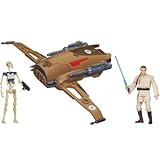 Hasbro A0920E270 - Star Wars: Clone Wars -  Movie Heroes - MTT Droid Fighter mit Battle Droid &amp; Obi-Wan Kenobi - Fahrzeug &amp; Figur Set