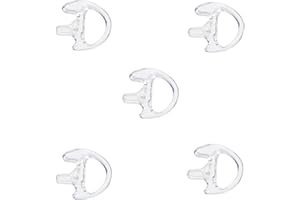 HYSHIKRA Replacement Soft Earmould Earpiece Earbud Air Acoustic Headset Earplug for Walkie Talkie Coil Tube Audio Kits, 5 for Left or Right (Transparent, Medium RIGHT)