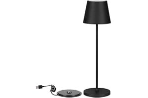 V-TAC Lampe de Table sans Fil LED Dimmable avec Commandes Tactiles - Lampe Noire pour Intérieur et Extérieur IP54 pour Maison, Restaurant, Bureau - Batterie 4400 mAh - Lumière Blanc Chaud 3000K - 2W