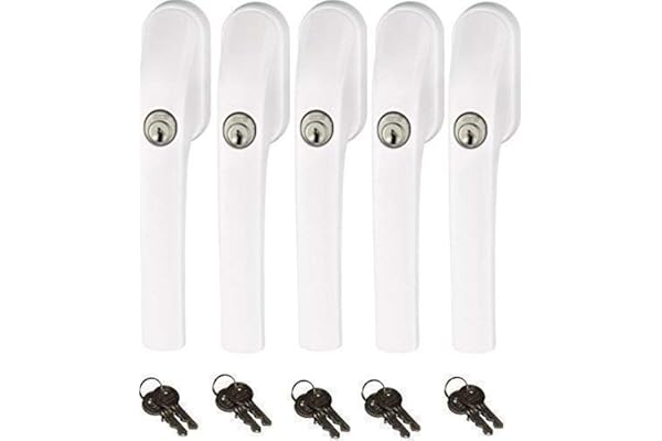Abus FG300 Poignée de Fenêtre verrouillable, blanc, ensemble de 5 morceaux toutes s'ouvrant avec la même clé avec au total 10 clé