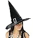 Produktbild Foxxeo 35008 | Deluxe Hexenhut schwarz mit Schnalle samtig fest Halloween Hexen Kostüm