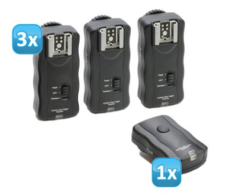 Funkauslöser für Blitzgerät / Studioblitz / Kamera bis 30m mit 3 Empfängern für fast alle Blitzgeräte z.B. Canon 600EX-RT, 580EX II, 430EX II Funkauslöser für Blitzgerät / Studioblitz / Kamera bis 30m mit 3 Empfängern für fast alle Blitzgeräte z.B. Canon 600EX-RT, 580EX II, 430EX II Bilder