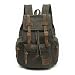 Produktbild SHS Vintage Rucksack Canvas Rucksack Schulrucksack Retro Segeltuch Rucksack Lederrucksack Laptop Daypack Backpack Wanderrucksack Reisetasche für Herren Damen Jungen Mädchen (Armeegrün)