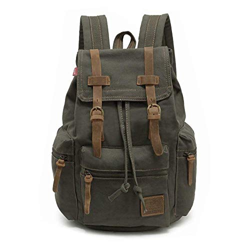 SHSBolso de Lona Vintage/Mochila de Viaje Mochila de Senderismo Camping Mochila Militar Mochila Unisex (Verde del ejército)