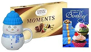 Saugat Traders Snowman Coffee Mug-Ferrero Rocher Moments Chocolate-Birthday Greeting Card-Gifts for Kids-Friends-Boys-Girls