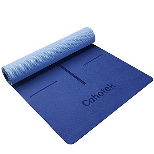 Cohotek Tapis de Yoga Antidérapant, TPE Tapis de Yoga Écologique, Non Toxique, 183x61cm, Epaisseurs de 6mm, Conçu pour Le Yoga (Hatha, Nidra, Pilates, Restauratif), Idéal pour Les Débutants