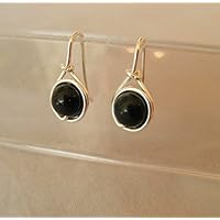 Kleine Ohrringe Noble - Edelstein Schwarzer Turmalin - versilbert