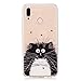 Produktbild HopMore Compatible with Huawei P20 lite Hülle Silikon Transparent Durchsichtig Hüllen Kawaii Muster Ultra Slim Dünn TPU Handyhülle One Piece Cover Case Huawei P20 lite - Schwarze Katze