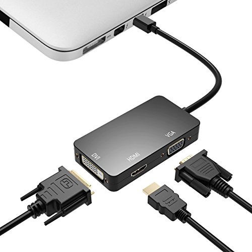 Topop 3 in 1 Thunderbolt Port Mini Displayport auf HDMI DVI VGA Adapter Kabel für Apple MacBook Air, iMac, Mac Book Pro, Mac mini, Microsoft Surface Pro/ Pro 2/ Pro 3, Thinkpad / Carbon/ Touch/ Helix Schwarz - 2