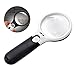 Produktbild LED Leselupe Handlupe, Aodoor 3 LED-Licht Tragbare Lupe mit 3X 45X Lesevergrößerungsglas Objektiv Schmuck-bewertung Lupe (Schwarz und Weiß)