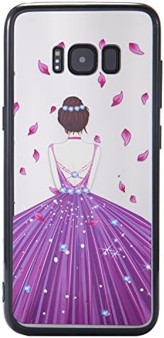 Galaxy S8 Case [with Free Screen Protector],Kwapo® Beautiful Girl Pattern Design Ultra-Slim Transparent Soft Flexible TPU Silicone Back Rubber Bumper Clear Protective Cover Case for Samsung Galaxy S8 - Perple