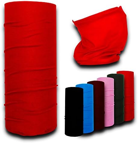 VersaScarf | Premium | Multi-Functional Head-Wear | Neck Tube Snood Balaclava Bandana Mask Scarf Warmer for Men, Women &amp; Kids (Red)