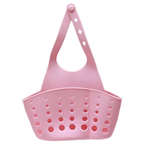 HENGSONG Hängende Aufbewahrungsbox Rack Korb Schwamm Wasche Tuch Toilettenseife Regal Organizer Küche Badezimmer Gadgets Spüle Storage Korb (Rosa) - 3