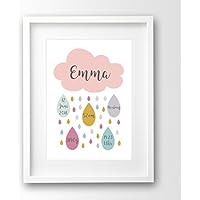 Geburtsanzeige personalisiert ungerahmt, Wolke rosa, Geschenk Geburt Taufe Mädchen, Geburtsdruck