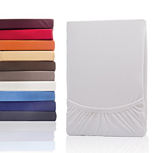 etérea Classic Microfaser Interlock Spannbettlaken Spannbetttuch Weiß, 140x200 - 160x200 cm