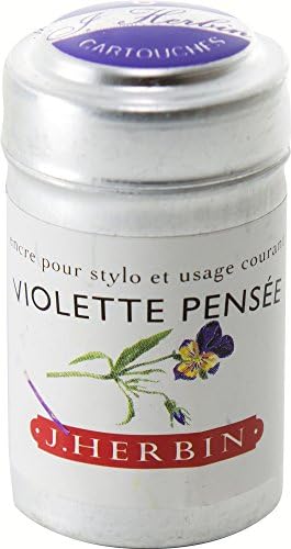 Herbin Writing Ink Cartridges - Violet Pansy, Pot of 6
