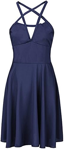 Gabby Kelly Women's Clothing Sexy Cross Dress Slim Fit Halter Base Halter One-Piece Short Skirts A-Line Skirt Middle-Waisted 2018 Summer Polyester