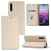 Produktbild Huawei P20 Pro Hülle, P20 Pro Handyhüle, Alfort Ultradünne Prämie PU Ledertasche Multifunktional Retro Lederhülle Tasche Wallet Case Cover Schutzhülle für Huawei P20 Pro Smartphone 6.1" mit Kartensteckplatz und Standfunktion ( Gold )