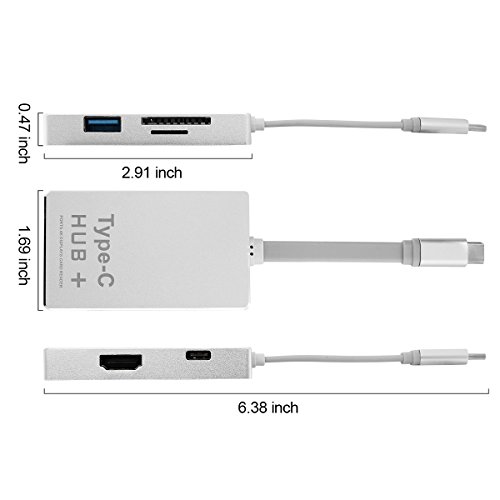 RicoRich 6 in 1 USB 3.0, USB C HUB mit HDMI Ausgang, SD & Micro SD Kartenleser, Power Delivery Aufladen für neues MacBook Pro, CharmeBook Pixel und Mehr (Silber) - 4