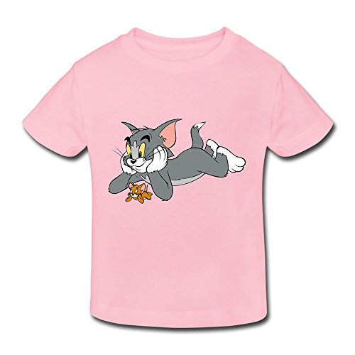 Age 5-6 Toddler Kids Little Boys Girls Tom And Jerry Tee Shirt LightPink