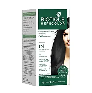 Biotique Bio Herbcolor Conditioning Hair Color, 50g + 110ml - Natural Black 1N (Pack of 1)