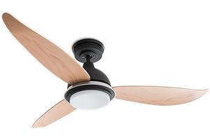 ‎PEPEO Energiespar Deckenventilator Bayu mit dimmbarer LED Beleuchtung und Fernbedienung, 122cm, sehr leise, Schwarz