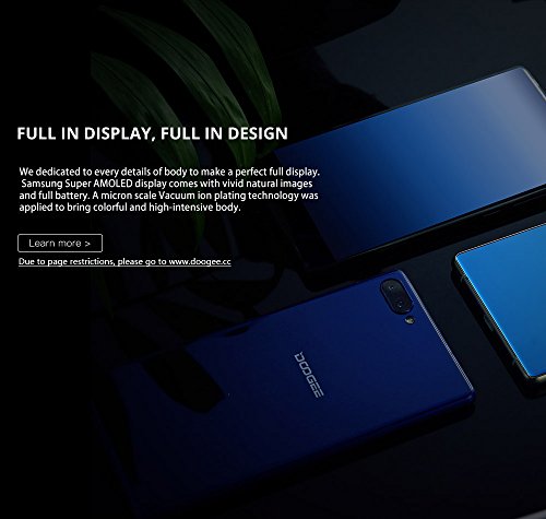 DOOGEE MIX - 5,5 Zoll AMOLED Bildschirm Blende-weniger Android 7.0 4G Smartphone, Helio P25 Octa Core 2.5GHz 6GB RAM + 64GB ROM, 5MP Front Kamera + Dual Heckkamera (8MP + 16MP) - Schwarz