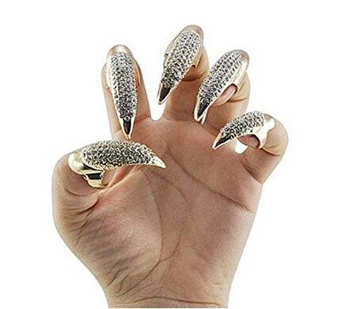 10 pcs bestga Gótico Punk Estilo 3 tamaños brillantes Pavé Paw Codo dedo oxímetro de pinza para Anillo Falso Falso Nails Set