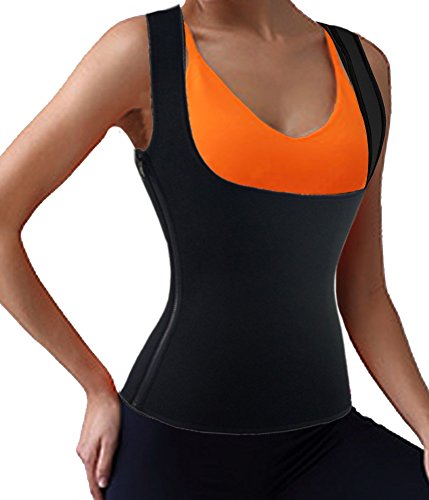 DODOING Damen Sport Vest Hot Neopren Sweat Weste Abnehmen Shirt Taille Trainer Training Korsage Corset Shapewear Korsett Bustier Waist Cincher Unterbrust Korsagen Mit Zipper