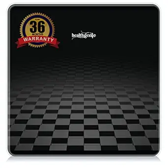 Healthgenie Magic LED Digital Weight Machine For Body Weight, Thick Tempered Glass Weighing Scale with 2 Year Warranty & Batteries HD-321( BLACK CHECKERED)