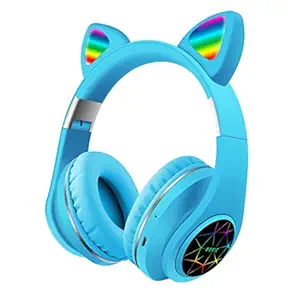 Samvardhan Unicorn/Cat Over Ear Headphones for Kids (Wireless (Blue))