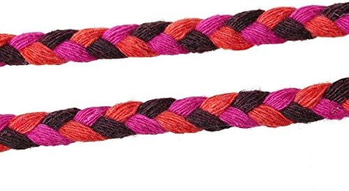 Siaura Material 10 Cotton String, 7 mm thick, Pink/Orange/Brown Striped