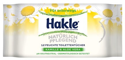 Preisvergleich Produktbild Hakle Feucht für unterwegs Natürlich Pflegend Kamille & Aloe Vera, feuchte Toilettentücher - 12St. - 6x