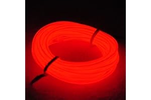 Kmruazre 16ft/5m El Wire Neon Light Battery Powered Wire Pack High Brightness Electroluminescence for Xmas Party Indoor Outdoor Decoration Wedding Pub (Red)