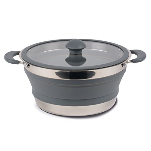 Preisvergleich Produktbild Küchenschüssel Schüssel Faltschüssel Silikonschüssel Campinggeschirr Faltbar Grau Kochtopf Saucepan Collapsible 3Liter Grau