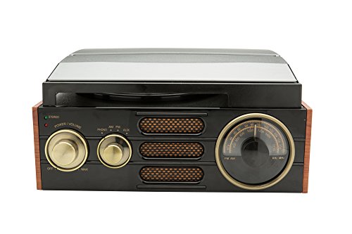 GPO Retro Empire - Tocadiscos (Tocadiscos de tracción por Correa, Semiautomático, Negro, Marrón, 33 1/3,45,78 RPM, DC servo Motor, Cartucho de cerámica estéreo)
