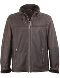 Zerimar Chaqueta de Piel para Hombre Cierre Cremallera y Bolsillos Chaqueta hombre cuero Piel Vuelta Double Face