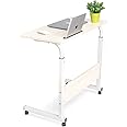 MARAF-AE 80 X 40cm Movable Laptop Table Multi-functional Modern Study Computer Workstation and Adjustable Height Desk With IPAD/Mobile Holder