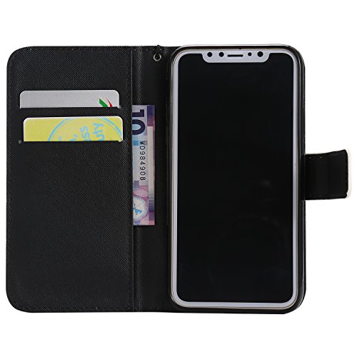 iPhone X HÃ¼lle, iPhone X SchutzhÃ¼lle, BONROY Buntes Gemaltes Muster PU Leder Flip Tasche Wallet Case Cover SchutzhÃ¼lle Handy Schale mit Standfunktion KartensteckplÃ¤tzen und Weich TPU Innere HÃ¼lle Case fÃ¼r iPhone X - Kleiner BraunbÃ¤r