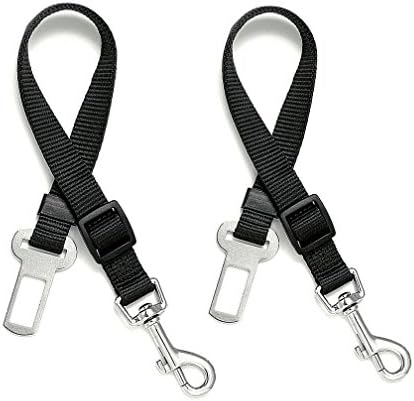 Dog Seat Belts For Cars - 18-30in Adjustable Dog Seat Belt, Pet Safety Leash Leads for Dogs/Cats ,Dog Harness Pet Car Vehicle Seatbelt, Nylon Fabric Material, 2 Packs Fragralley (Black)
