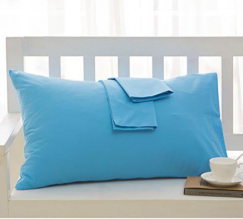 Awland Pillowcases 2Pack Queen Size 19 x 29 inch Pillow Cases Protectors Egyptian Cotton 300 Thread Count Bedding Sets Pillow Covers - Lake Blue