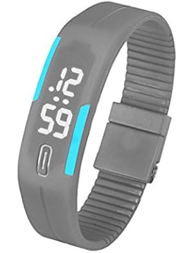 HARRYSTORE Uhr-Armband-Digital-Armbanduhr der Frauen-Sport-Uhr-Gummi-LED(Grau)