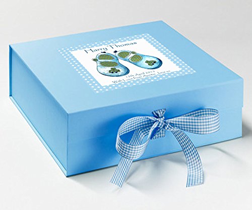 Baby Boy Personalised Keepsake Box,baby Boy gift,Personalised Memory Box,Blue Shoes/Blue