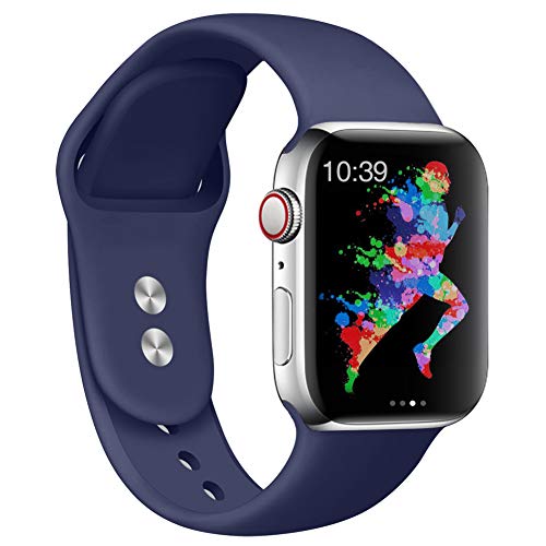 Soft Sport Watch Band Compatible for Apple Watch Band 38mm 42mm, Colorful Watch Strap copmpatible for iWatch Band Series 1/2/3, Sport T, Edition with Skin-Friendly Design- 38mm S/M Midnight Blue
